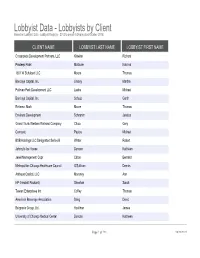 Lobbyist Data - Lobbyists by Client Based on Lobbyist Data - Lobbyist Registry - 2012 to Present (Deprecated October 2015)