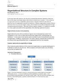Organizational Structure in Complex Systems Katie Mcallister, Ph.D