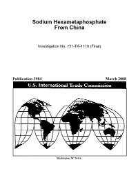 Sodium Hexametaphosphate from China