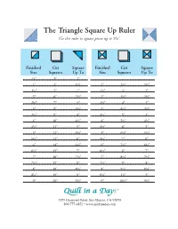 The Triangle Square up Ruler Use This Ruler to Square Pieces up to 9H"