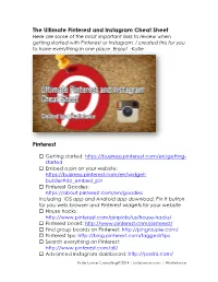 The Ultimate Pinterest and Instagram Cheat Sheet Pinterest