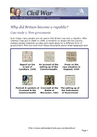 Why Did Britain Become a Republic? > New Government