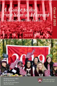 A Guide to the First Year at Harvard for Students and Their Families