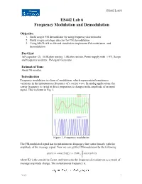 ES442 Lab 6 Frequency Modulation and Demodulation