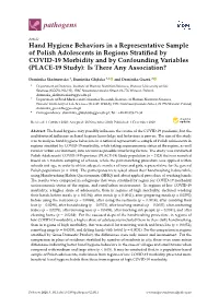 Hand Hygiene Behaviors in a Representative Sample of Polish
