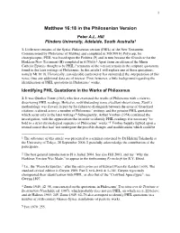 Matthew 16:18 in the Philoxenian Version