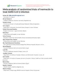 Meta-Analysis of Randomized Trials of Ivermectin to Treat SARS-Cov-2 Infection