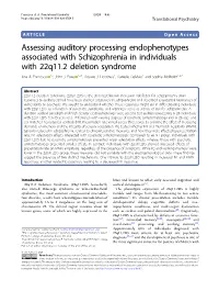 Assessing Auditory Processing Endophenotypes Associated with Schizophrenia in Individuals with 22Q11.2 Deletion Syndrome Ana A