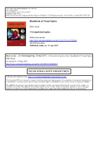 Handbook of Visual Optics 3 Geometrical Optics