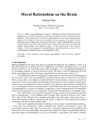 Moral Rationalism on the Brain