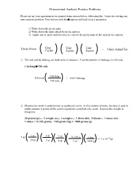 Unit Analysis Practice Problems