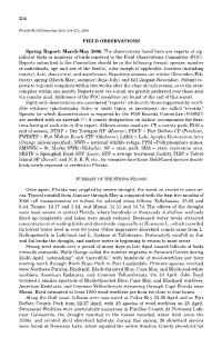 204 FIELD OBSERVATIONS Spring Report: March-May 2000. The