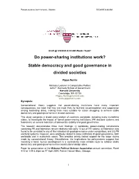 Do Power-Sharing Institutions Work? Stable Democracy and Good