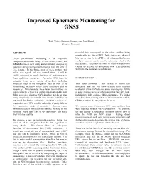Improved Ephemeris Monitoring for GNSS