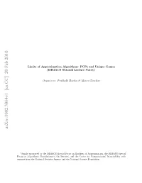 Limits of Approximation Algorithms: Pcps and Unique Games (DIMACS Tutorial Lecture Notes)1