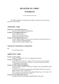 Register of Lords' Interests