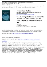 The Thawing of a Frozen Conflict: the Internal Security Dilemma and The