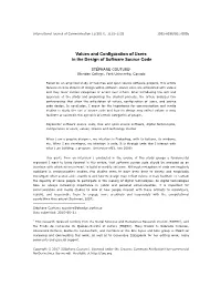 Values and Configuration of Users in the Design of Software Source Code