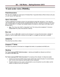 10 and Under Rules (TRAVEL)