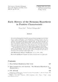Early History of the Riemann Hypothesis in Positive Characteristic