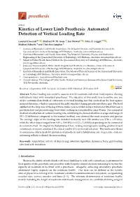 Kinetics of Lower Limb Prosthesis: Automated Detection of Vertical Loading Rate