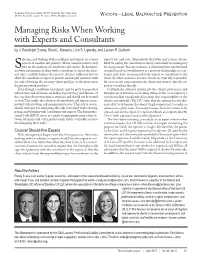 Managing Risks When Working with Experts and Consultants by J