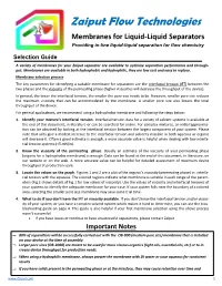 Membrane Selection Guide