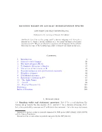 Random Walks on Locally Homogeneous Spaces