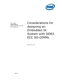 Considerations for Designing an Embedded IA System with DDR3 ECC SO-DIMMS