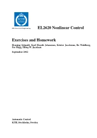 EL2620 Nonlinear Control Exercises and Homework