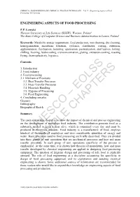 Engineering Aspects of Food Processing - P.P