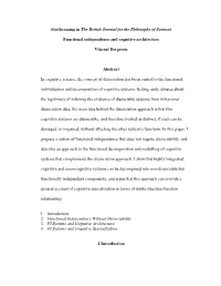 Functional Independence and Cognitive Architecture