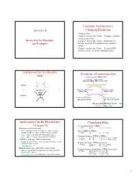 (ISA) Evolution of Instruction Sets Instructions