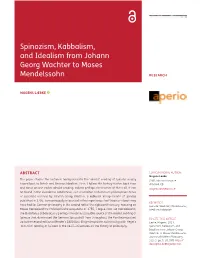 Spinozism, Kabbalism, and Idealism from Johann Georg Wachter to Moses