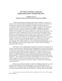The Politics of Random Assignment: Implementing Studies and Impacting Policy