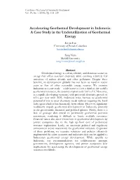 Accelerating Geothermal Development in Indonesia: a Case Study in the Underutilization of Geothermal Energy