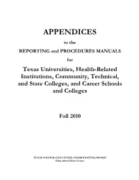 Appendices for Universities and Health Science Centers/Community