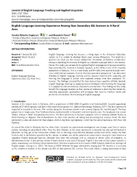English Language Learning Experience Among Iban Secondary ESL Learners in a Rural Area