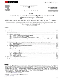 Lanthanide Chalcogenolate Complexes: Syntheses, Structures