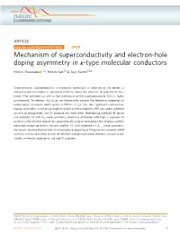 Mechanism of Superconductivity and Electron-Hole Doping Asymmetry in Κ-Type Molecular Conductors