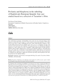 Profanity and Blasphemy in the Subtitling of English Into