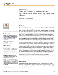 X2019; Egocentric Biases When Reasoning About False Beliefs?