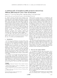 A Statistical Study of Ionospheric Profile Parameters Derived From