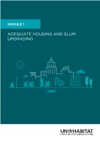 ADEQUATE HOUSING and SLUM UPGRADING Monitoring and Reporting the Sdgs | ADEQUATE HOUSING and SLUM UPGRADING