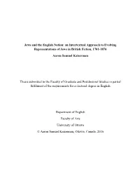 An Intertextual Approach to Evolving Representations of Jews in British Fiction, 1701-1876