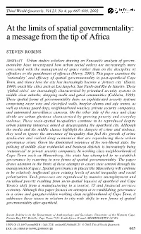At the Limits of Spatial Governmentality: a Message from the Tip of Africa