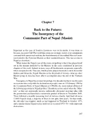 Back to the Future: the Insurgency of the Communist Part of Nepal (Maoist)