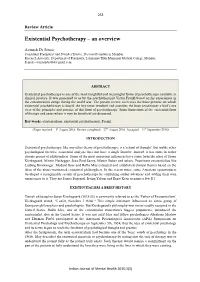 Existential Psychotherapy – an Overview