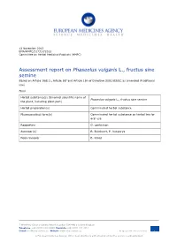 List Item Final Assessment Report on Phaseolus Vulgaris L., Fructus Sine