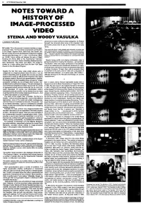 Notes Toward a History of Image Processed Video